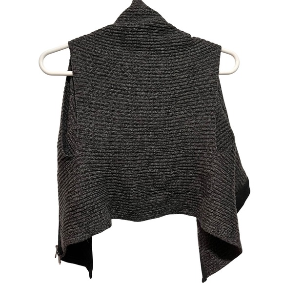 ETCETERA Women's Charcoal Gray Ribbed Merino Wool Drape Front Vest Size S - Picture 3 of 5